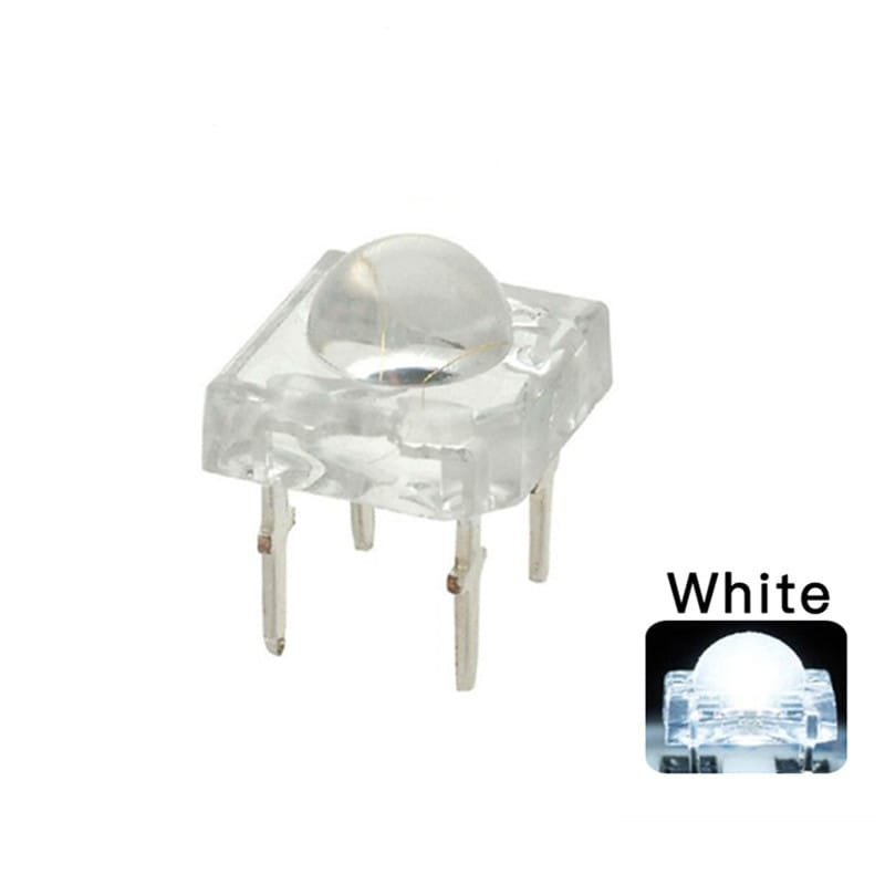 100PCS 5MM Piranha White LED Super Flux Transparent Ultra Bright Water Clear Lens Lamp 4 Pin Light Beads