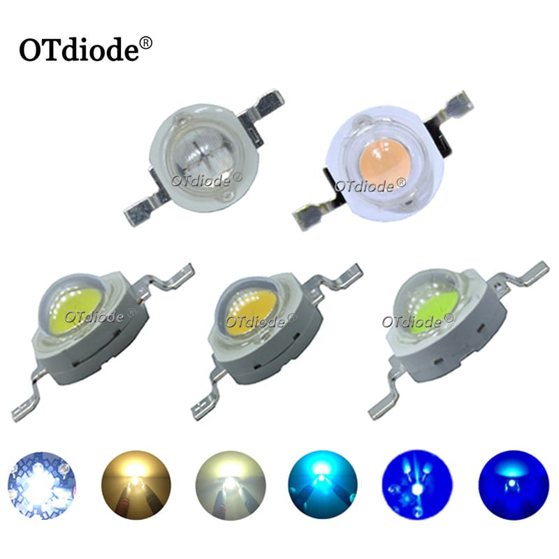 10pcs  1W 3W 5W High Power LED Chip Lamp Bulbs SMD COB Diodes Warm Cold White Red Green Blue Yellow 440 660nm Grow Light Beads