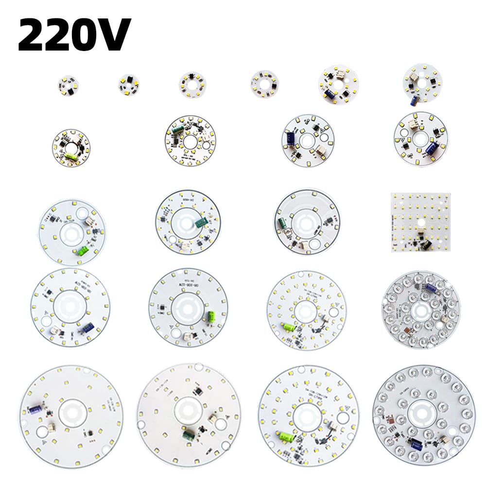 5pcs/lot AC220V Bead-Board LED Chip Free Driver 1.5W 3W 6W 12W 24W 38W 48W SMD2835 Cold/Warm White Lighting Spotlight Lamp Chips