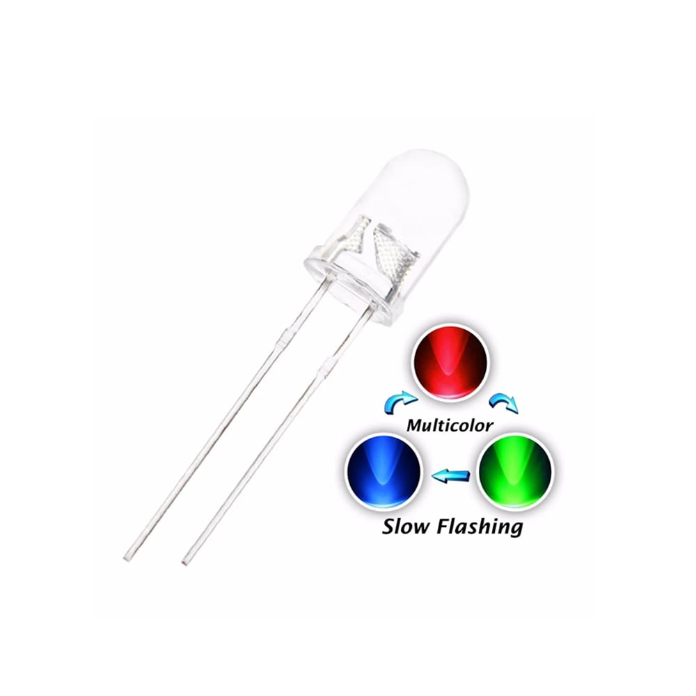 20pcs F5MM F5 5MM RGB DIP LED SLOW FLASH  RED GREEN BLUE Light Beads F5 RGB LONG / SHORT PINS