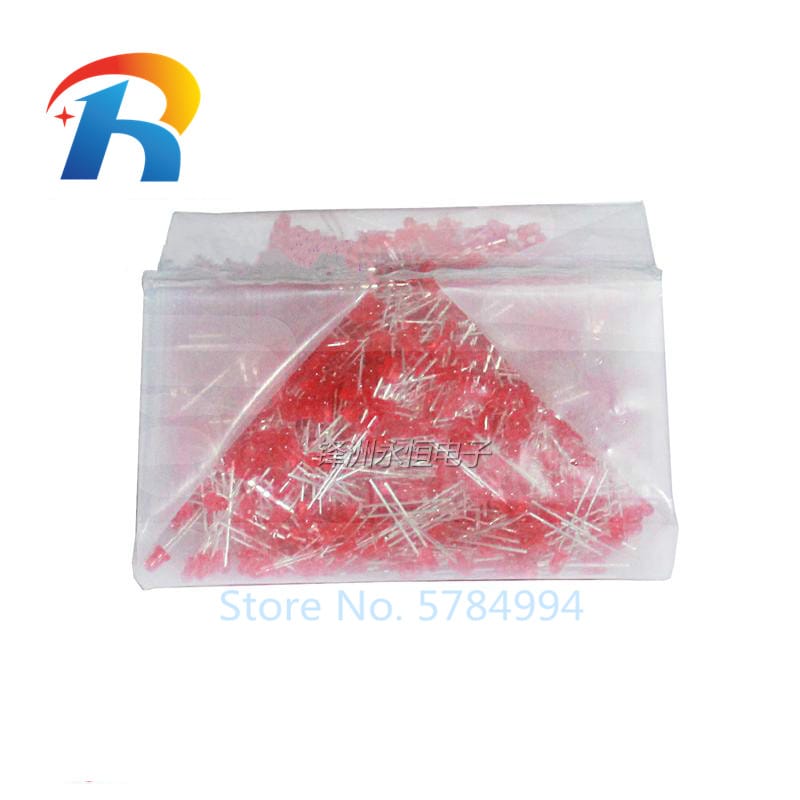 Free shipping 1000pcs 3mm light-emitting diode led lamp beads luminous lamp indicator light bulb F3 3MM red indicator short foot