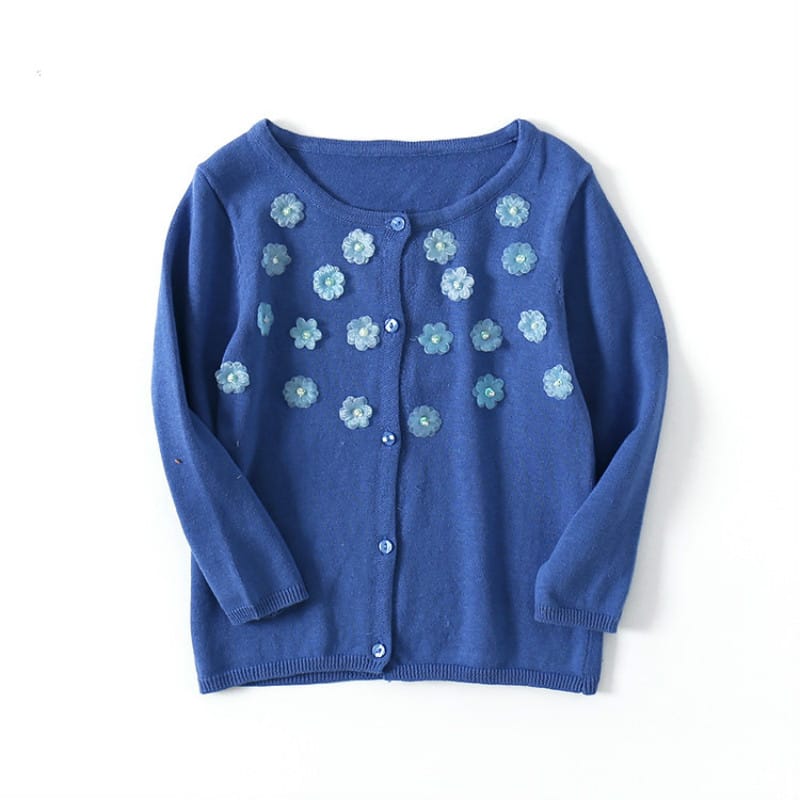 New Girls Outwear Baby Spring Cotton Flowers Thin Sweater Single Breasted Long Sleeve Coat Kids 5 6 Years Exquisite Clothes