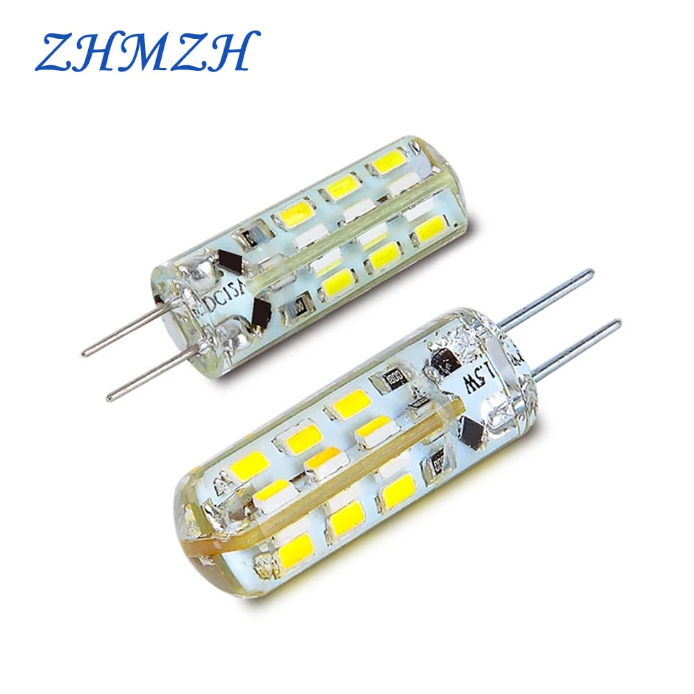ZHMZH 4pcs/lot 1.5W 3W 4W LEDs Silicone bulb Spotlight Chandelier Lighting Replace Halogen Lamp DC12V SMD3014 Light Bead