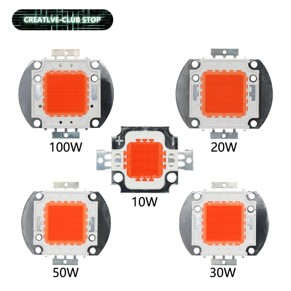 LED Plant Grow High Power LED Chip Full Spectrum Grow 380-840NM DC12 10W and DC30-32V 20W 30W 50W 100W DIY Light Plant Lamp Bead