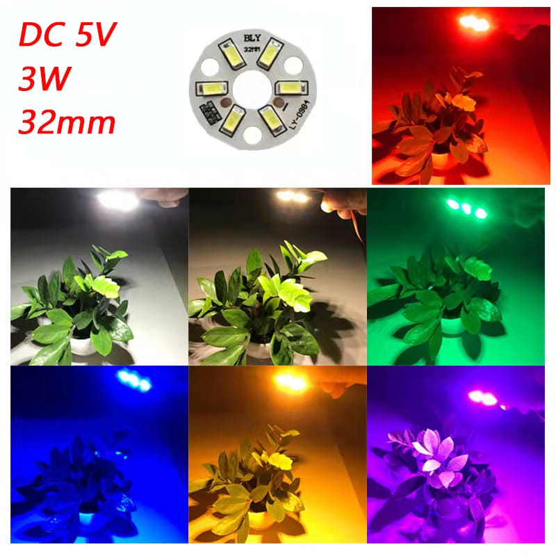 High Brightness LED 5730SMD 3W 5V Color Lamp Bead Light Board Bulb Round Transformation Light Source Dia 32MM Green Blue Red