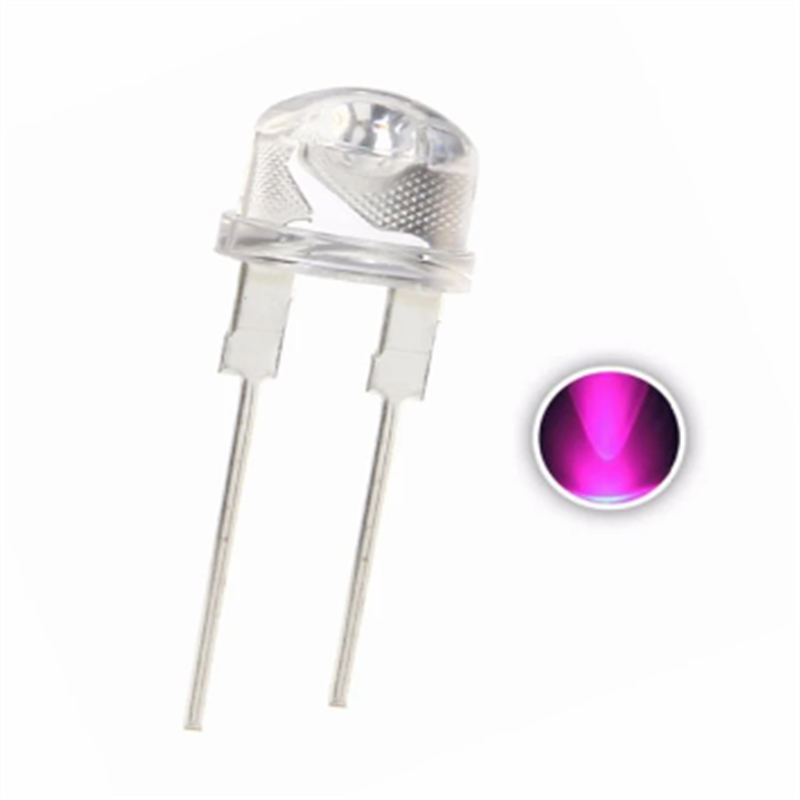 50pcs F8 8mm Straw Hat Led Pink 0.5w Transparent 515nm-525nm Wide Angle Water Clear Lamp Light Beads