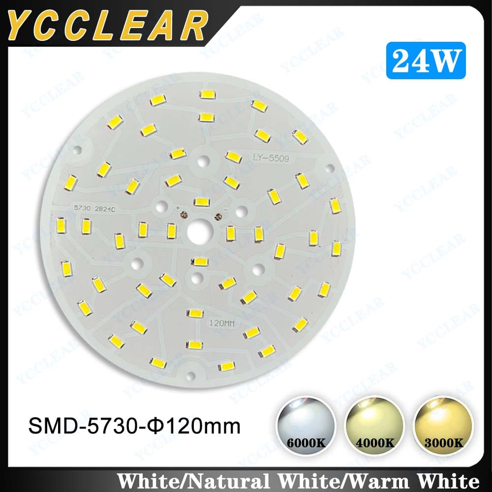 High Power LED Light Board Warm Natural White 24W 72-77V SMD 5730 Chips 120mm PCB Lamp Bead Plate For DIY Spotlight Downlight