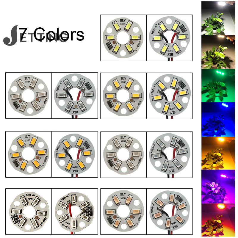 3Pcs 3W 5V Color LED Chip Bead Lights Board Bulb Round Transformation Light Source Dia 32MM Green Blue Red Purple White Lamp