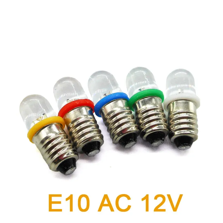 E10 Screw Lamp Light Beads AC 12V Indicator Bulb Indicator Warning Light Signal LED Bead