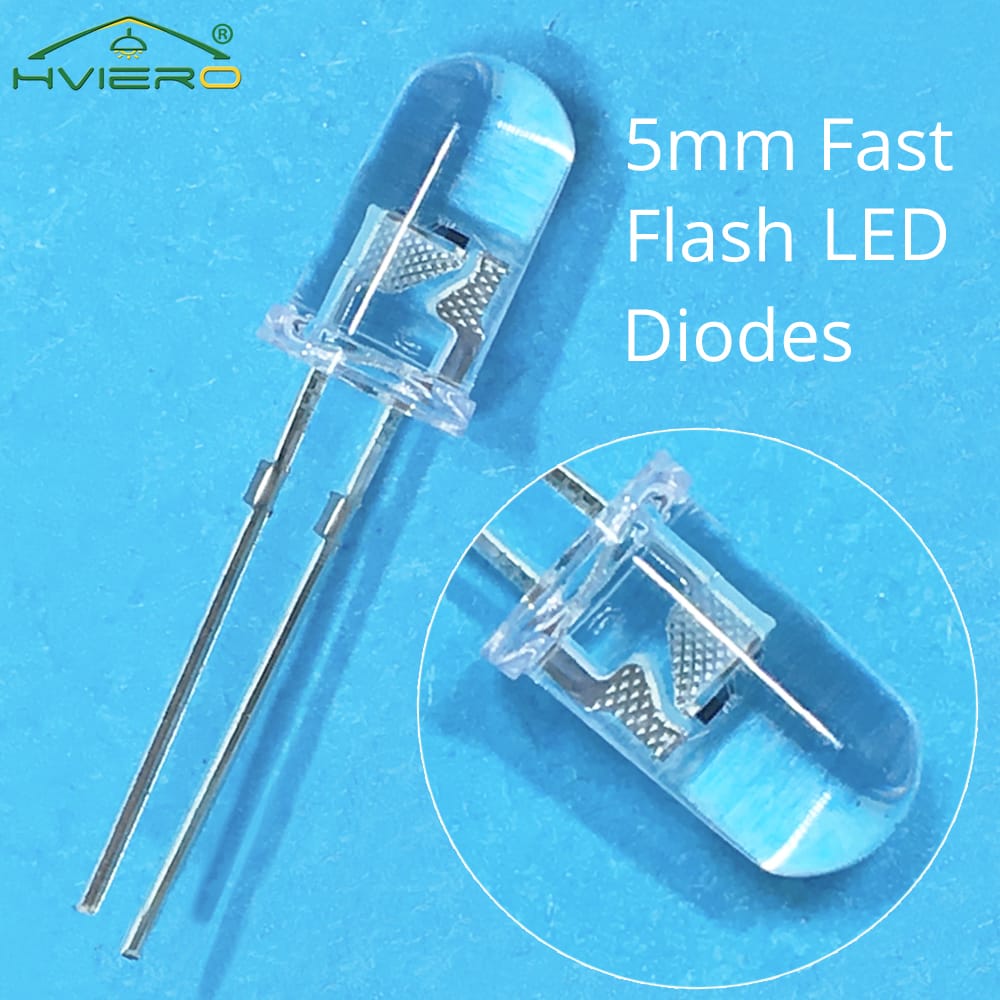 100Pcs Min F5 Mm Round Fast Slow Flash RGB Led Rainbow Clear Bulbs Emitting Diode Lights 470 resistance Transmission Lamps Beads