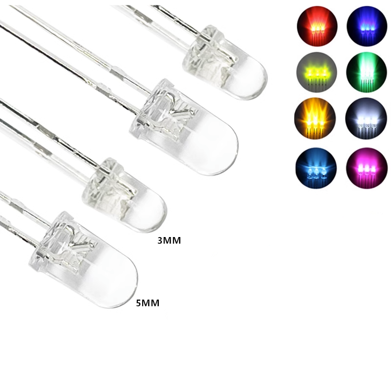 Free shipping 1000pcs/lot  5MM/F5 LED Beads White to White/Red/Green/Blue/Yellow/Purple/Pink Light Emitting Diodes
