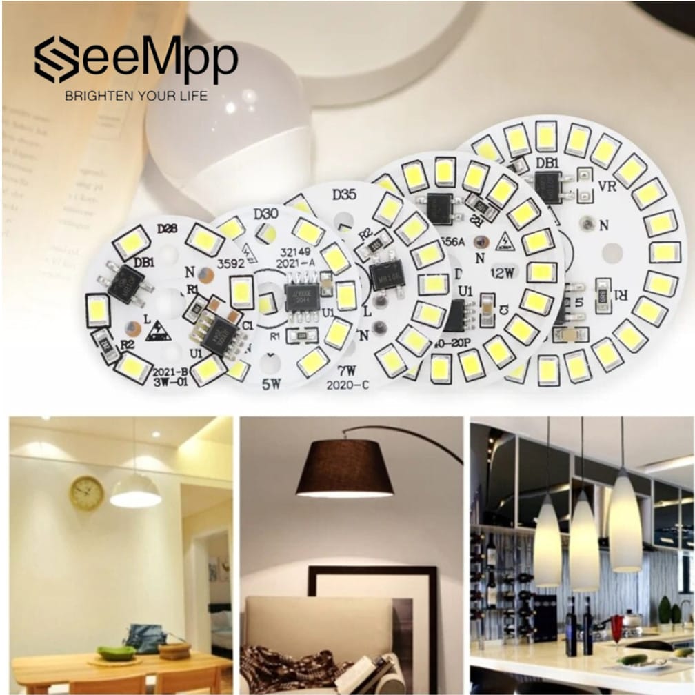 5pcs/lot LED Chip for Lamp Bulb 3W 5W 7W 9W 12W 15W AC 220V 240V SMD Round Light Beads Led Bulb Spotlight Bulb Light Chip Lamp