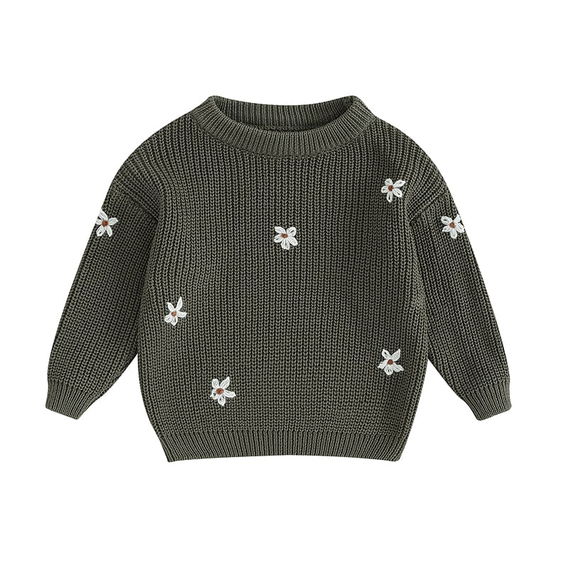 SXYPAYXS-Baby Boys Girls Sweater Long Sleeve Round Neck Flower Winter Warm Knitted Pullover Sweater Baby Long Sleeve Sweater