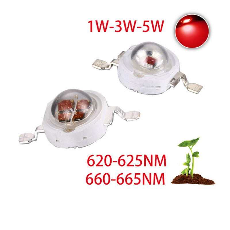 10PCS LED Beads 1W3W5W 10PCS High Power Red Light 620nm Plant Growth Irradiation 660nm Medical Seedling Lighting