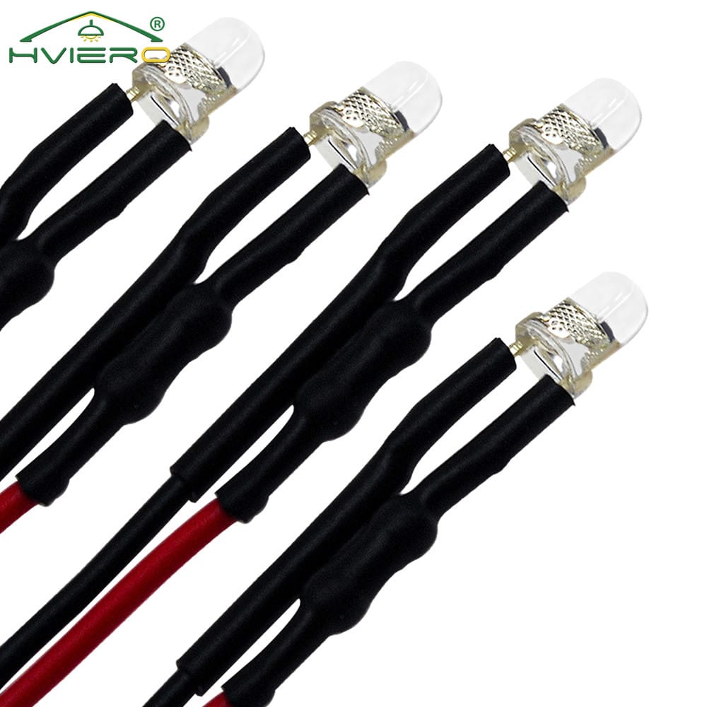 20Pcs Min F3 3mm Round Chip Light Beads 20cm Pre Wired LED Bulb Cable Emitting Diodes Decorative Atmosphere DIY Landscape Lamp
