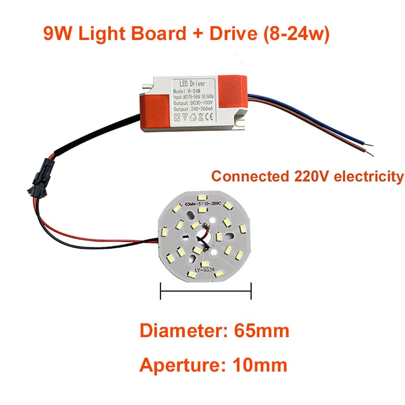 High Brightness LED 5730SMD Lamp Bead Light Board Bulb Round Transformation Light Source 9W 65MM With 8-24w LED Driver