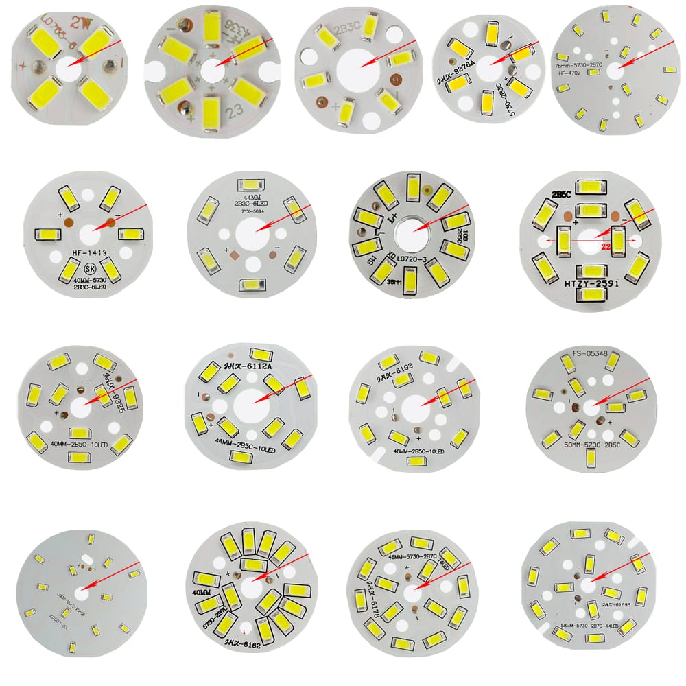 2W/3W/5W/7W 20/23/32/35/40/44/48/50/58/78/95mm OD 4/6/10mm Bore Warm Yellow White Chip LED Light Base Bulb Lamp Bead Emitter