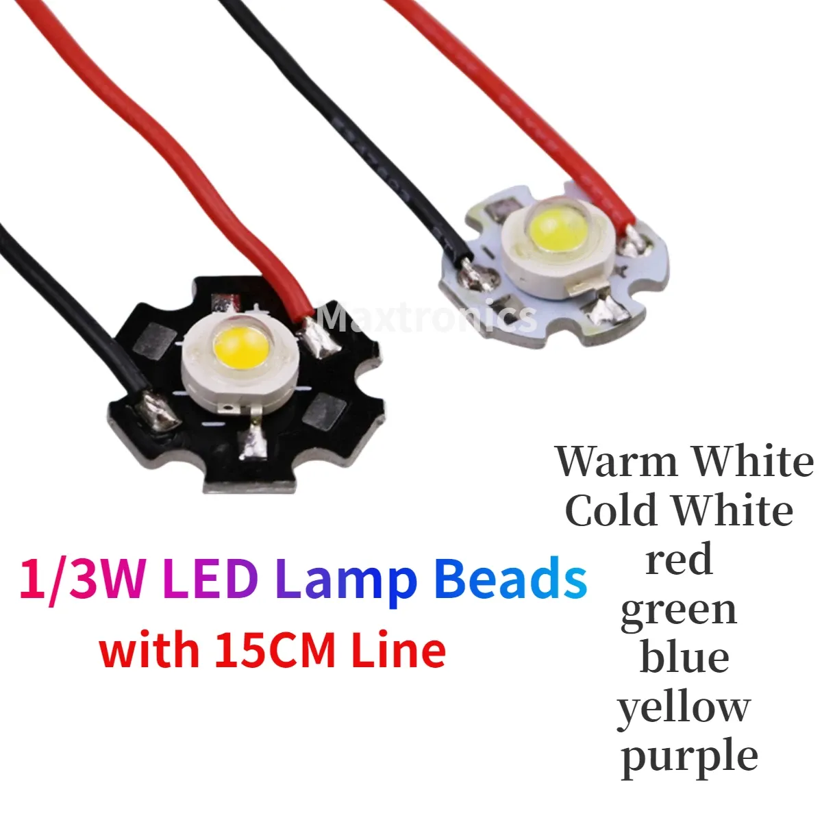 5/10Pcs 1/3W LED Beads with 15CM Line 16/20mm Aluminum Substrate Warm White Red Green Blue Yellow for LED Lighting Accessories