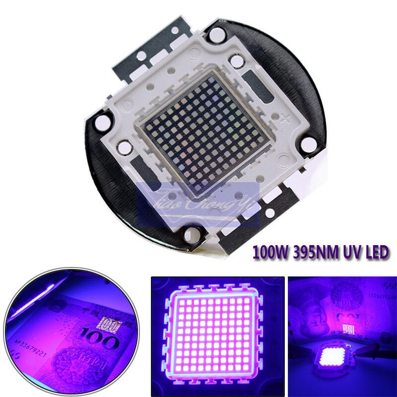 100W Watt  395nm-400nm High Power UV Ultraviolet Bulbs Lamp Chips 30V-36V SMD LED Bead Light Parts For Currency detector