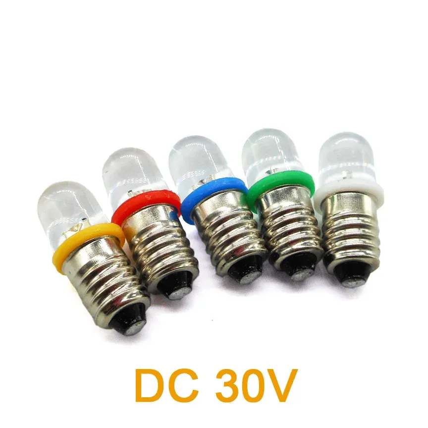 Clearance Sale DC 30V E10 Screw LED Lighting Beads Indicator Bulb Small Lamp White Yellow Warm Colors