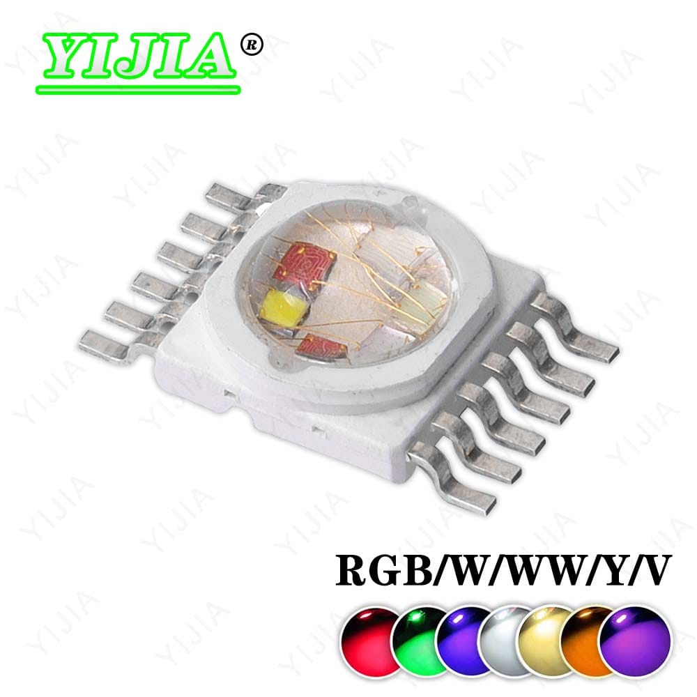 10PCS High Power LED Colorful Lamp Beads RGB RGBW RGBWW RGBWY RGBWYV 3W 5W 6W 9W 12W 15W SMD COB Chips For DIY Stage Light Beads