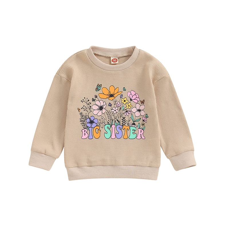 Autumn Sweatshirts for Girls Long Sleeve Crewneck Letter Flower Print Loose Fit Pullover Tops