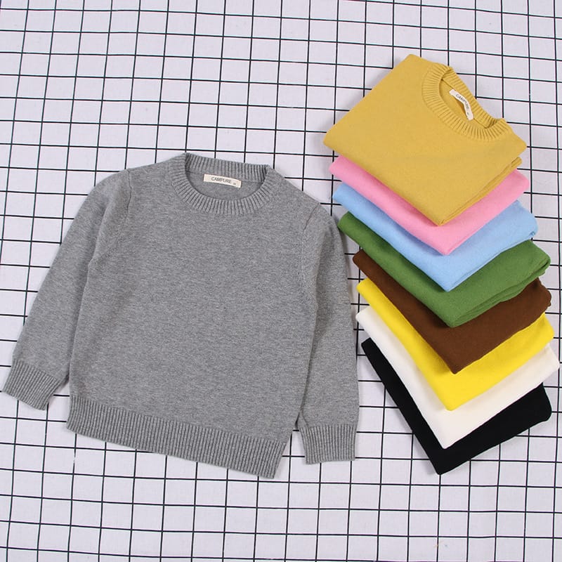 Sweaters Childrens Clothing Autumn Season New Korean Boys Girls Solid Color Pullover Knitwear Candy Undershirt Striped