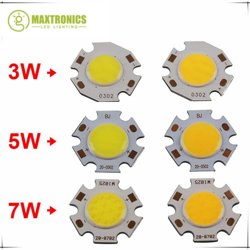 Free Shipping 10pcs/lot 3W / 5W / 7W COB High Power LED Bead Lamp Chip White Warm White Light 270~300Lum 350mA led chip lamp