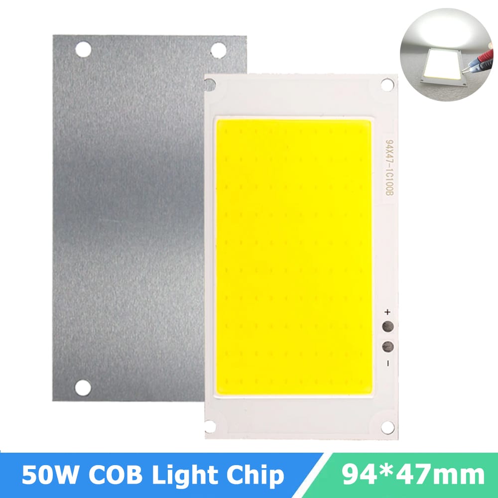 S​uper Bright 50W LED Light Chip 6500K Cool White COB Light Beads 94*47mm Thin Lamp Chip for Light DIY