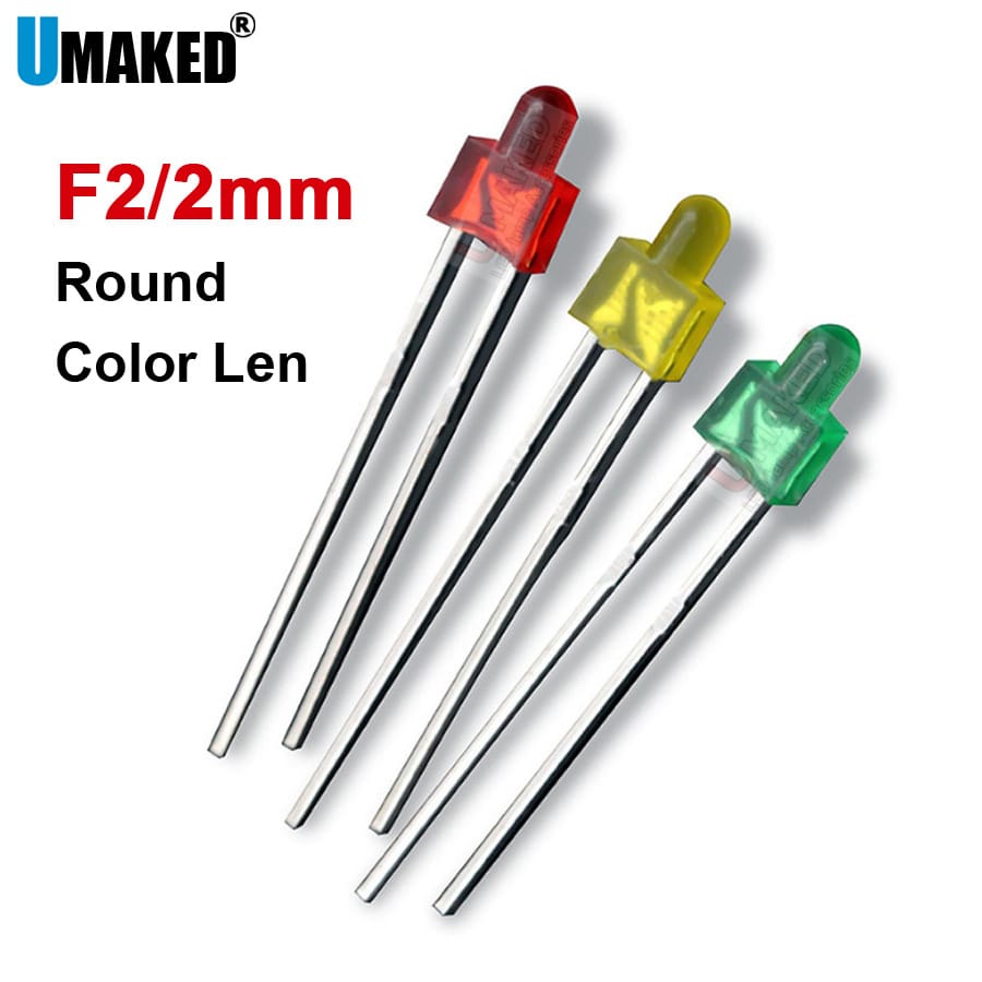 1000pcs 2mm Round LED lamps diodes chip, Color len light beads, F2 led Emitting diodes R/G/Y Lighting DIY lamp