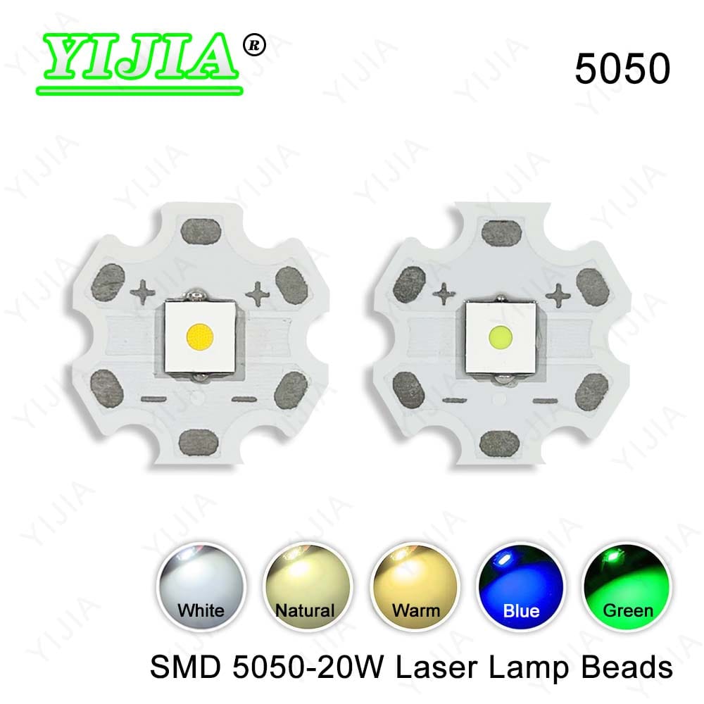 High Power Laser Light Beads 20W Warm Natural White LED SMD5050 Chips With 20mm PCB Board For Flashlight Headlight Miner's Lamp