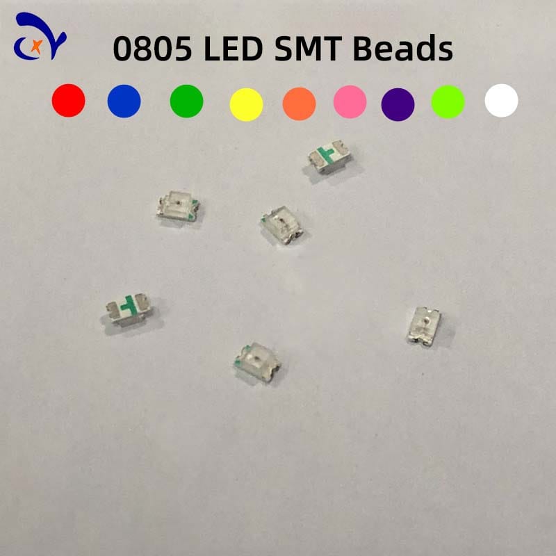 100PCS 0805 SMT LED Light Emitting Diode Red Yellow Blue Emerald Green White Pink Purple Orange Pure Green Beads