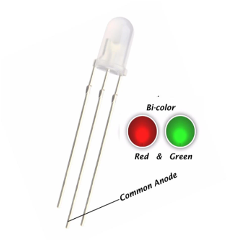 100pcs 5mm Red And Green Led Common Anode Diffused Dip-3 Lamp Bicolor 20ma 3 Pin Light Beads