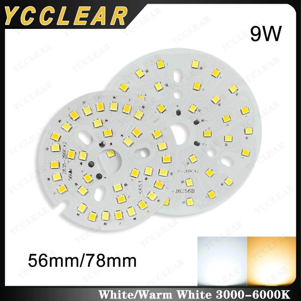 10pcs SMD 2835 LED Light Board 3W 5W 7W 9W Warm White With Lamp Bead Aluminum Plate For 3 5 7 9Watt Light Source Modification