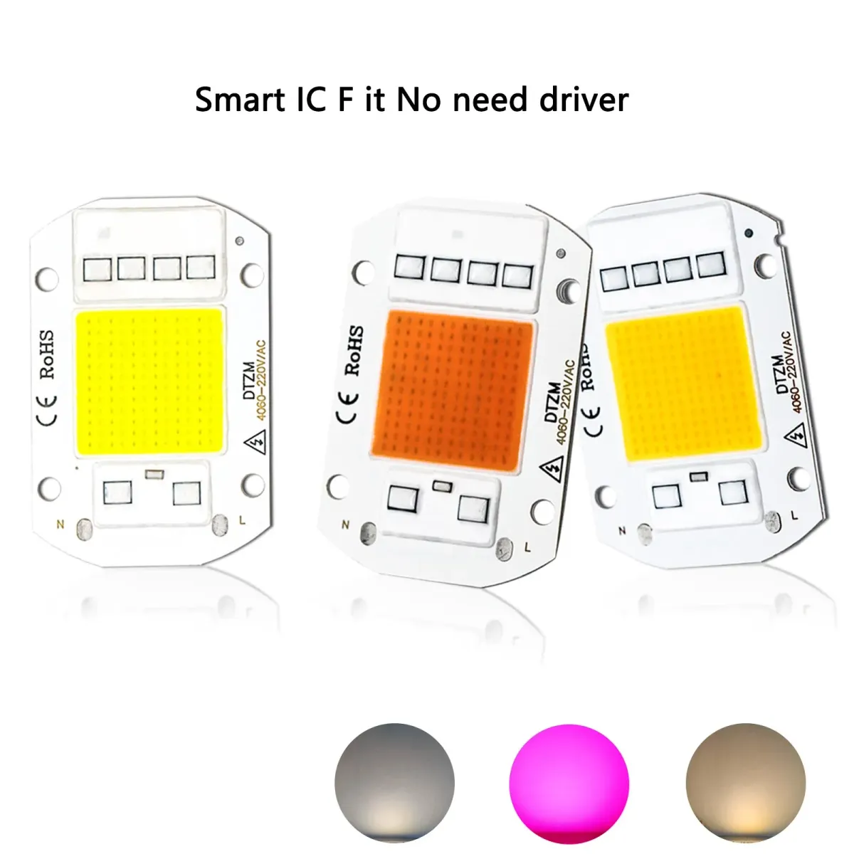 10W 20W 30W 50W LED Chip AC 220V Integrated Light Beads Smart IC No Need Driver DIY Flood Light LED Bulb Spotlight Outdoor Lamp