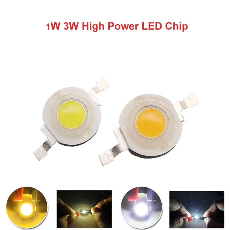 10pcs 1W 3W High Power LED Chip Lamp Bulbs SMD COB Diodes Light Bead Warm Cold White for DIY LED Floodlight Spotlight Downlight