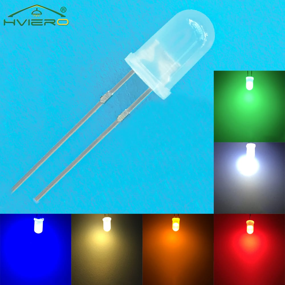 100Pcs 5mm Round Assorted Kit RGB Diffused LED Diode Green Red Blue Warm-White DIY Lights Emitting Light Beads Clear Decoration
