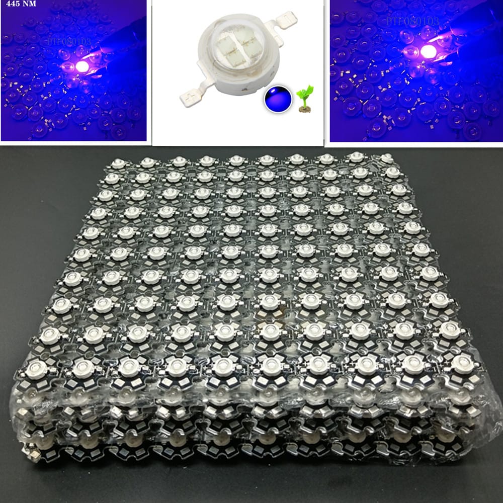 1000pcs 1W 3W High Power LED Chip Lamp Bulbs SMD COB Diodes LED with 20mm star pcb Blue  445nm Grow Light Beads