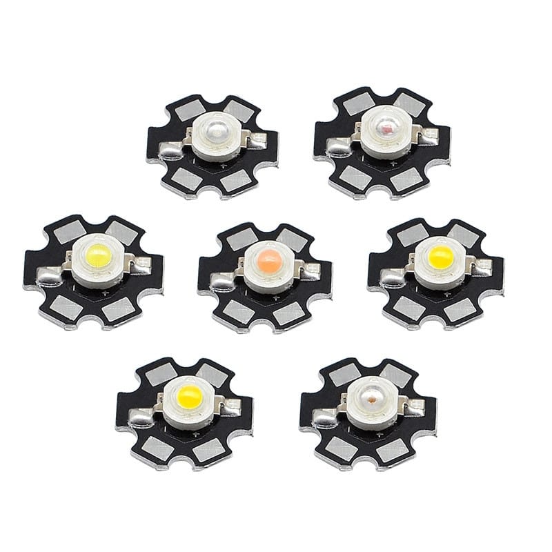 1w LED chip High power LED Lamp bead Light Red Green Blue Welding 20mm PCB heat sink 620nm 460nm 520nm  20pcs free shipping