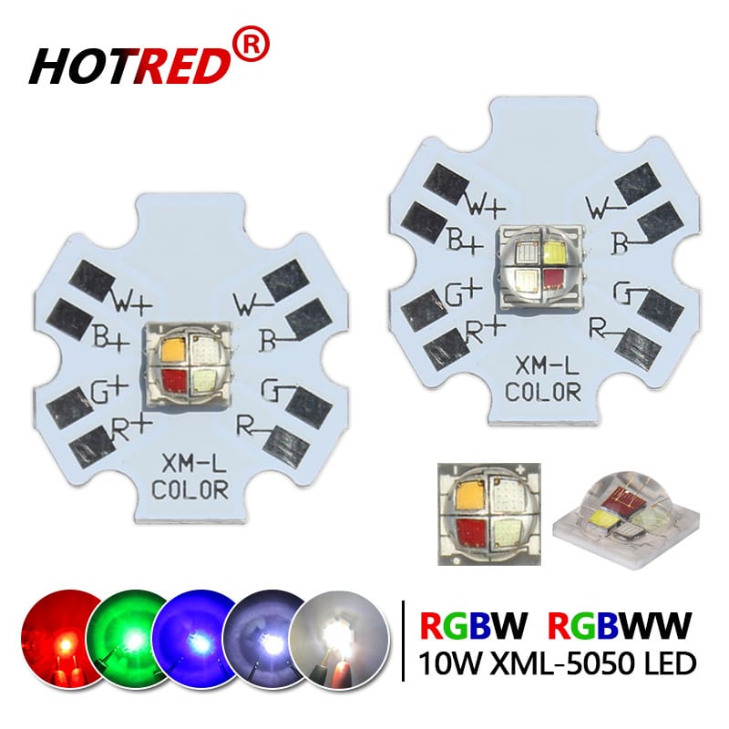 1-20pcs 10W 5050-T6L2 XLM RGBW RGBWW 4Chips Diode 12W Ceramic Lamp Red Green Blue Warm White Colorful Stage Lighting Bead DIY