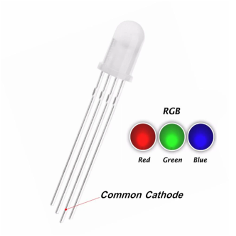 50pcs F5 5mm Rgb Dip Led Diffused Common Cathode Red Green Blue Tricolor Lamps 4pins Light Beads