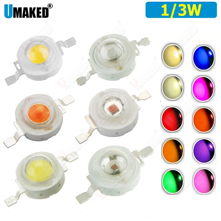 1W 3W high power led Bead White/Warm White/Red/Green/Blue/yellow/orange light source high quality 2 years warranty