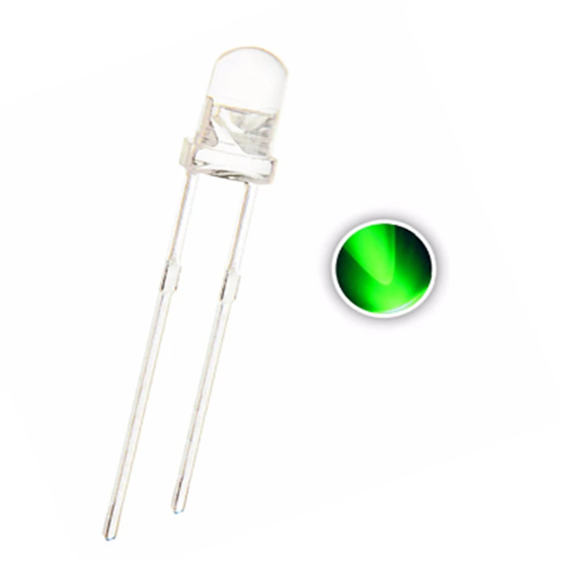 100pcs 3mm Green Led Water Clear Lens Round Ultra Bright Green 515nm-520nm 3v 20ma Light Beads Lamp