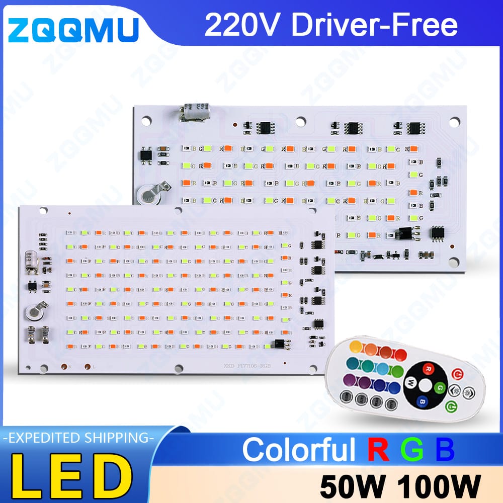 50W 100W RGB LED Chip SMD2835 AC265-245V Driver-Free Outdoor Floodlight Spotlight Beads Suitable for LED Street Lights