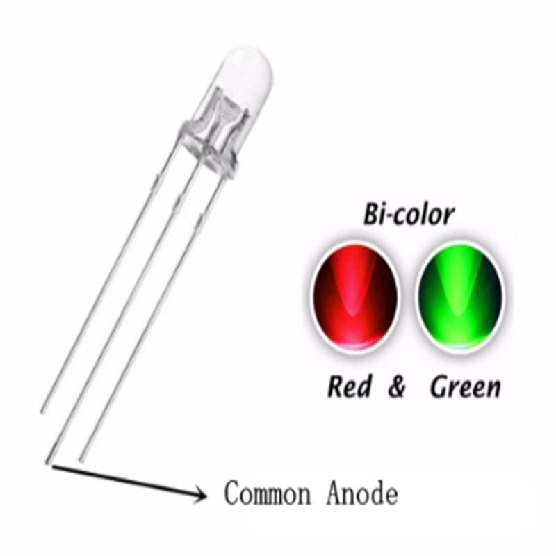 100pcs 5mm Dual Color Red Green Led Common Anode Dip Ultra Bright Transparent Round Head Bi-color Water Clear Lamp Light Beads