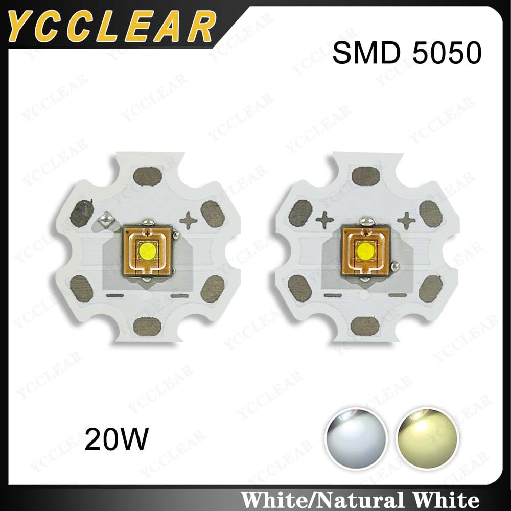 High Power 20W Laser Light Beads White Natural White LED SMD 5050 Chips With 20mm PCB For DIY Flashlight Headlight Miner's Lamp
