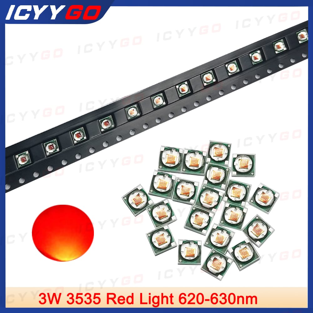 10 PCS High Power LED Lamp Beads 3W Red Light 620-630nm LED 3535XPE Red Light 3535 3W Red Light Ceramic Lamp Beads