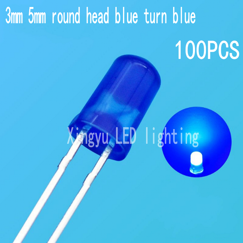 LED Beads F5 Blue Emitting Blue Light F3 Blue Light Highlighting Blue Light Blue Round Head Edged Direct Insertion LED