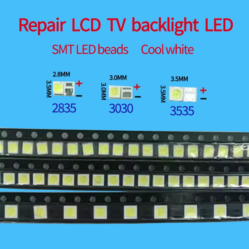500PCS/Lot 3030 3535 2835 Repair LED LCD TV backlight lamp beads 1W 3V 6V cold white light commonly used