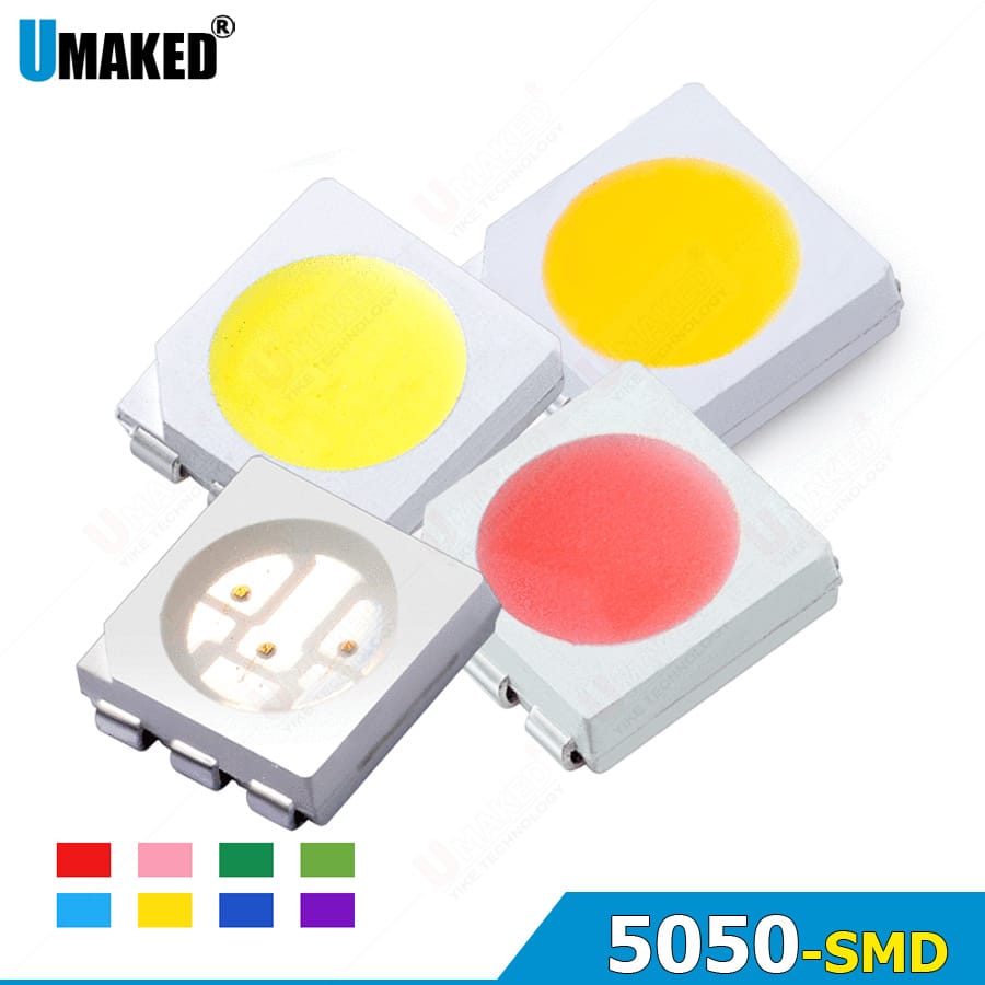 1000Pcs 5050 SMD LED Diode Chip 0.2W Warm White Red Green Blue Yellow Orange UV Purple Pink RGB DIY Lamp Light Beads Emitting